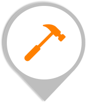 Circle icon hammer vertical